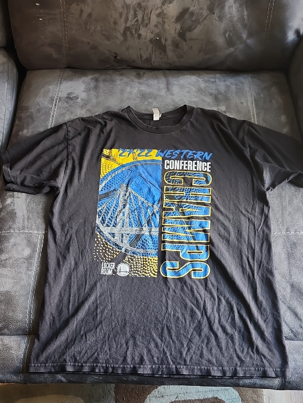 Men's Black 'Conference Champs' Graphic Tee with Blue & Yellow Print